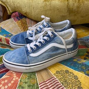 Vans Old Skool Denim Low-Top Sneakers - Blue & White Size 7